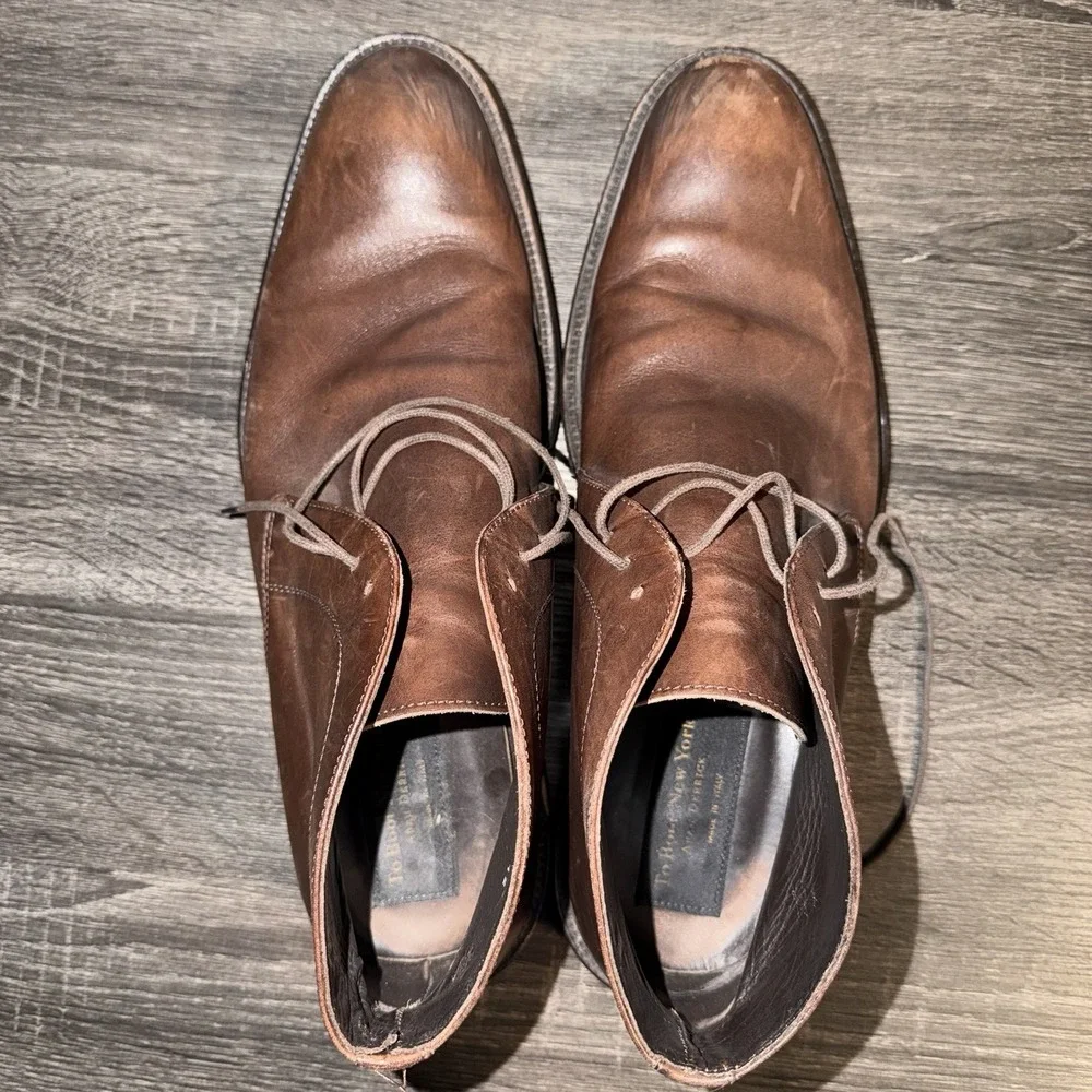 To Boot New York Brown Men's Leather Chukka Ankle Boots Lace Up Rubber 12